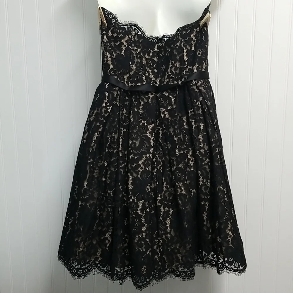 Robert Rodriguez Neiman Marcus Dress Black Strapless Lace